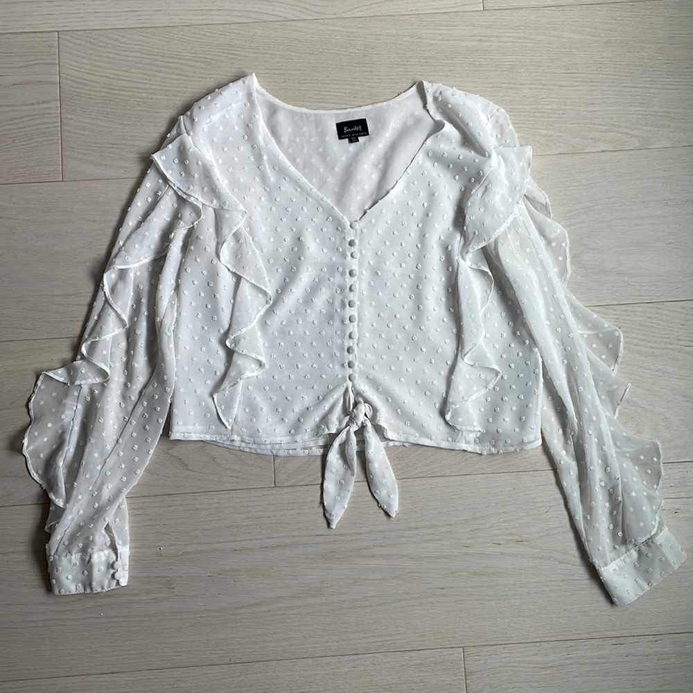 Bardot White Long-Sleeved Blouse Size S